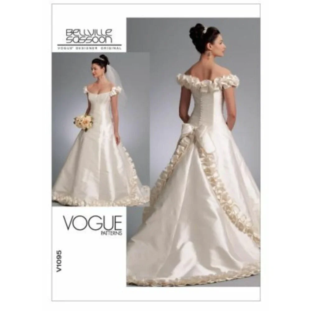 Vogue Wedding Dress Sewing Pattern V1095 Designer Bridal Gown New Uncut